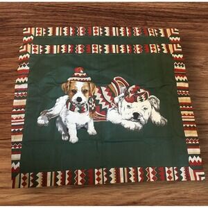 Domestics Vintage Rustic Christmas Dogs Aztec Print Set of Pillow Shams